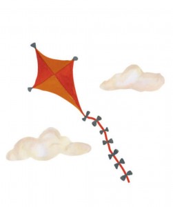 Orange small kite sticker