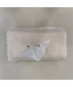 Beige curved edge tissue box cover