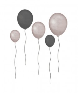 Grey brown balloon set of 5 stickers