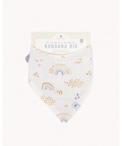 Rainbows & raindrops deluxe muslin reversible bandana bib