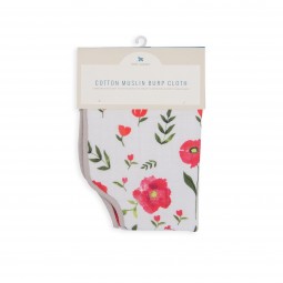 Summer poppy cotton muslin burp cloth