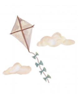 Beige small kite sticker