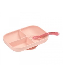 Silicone Suction Divided Plate - Pink